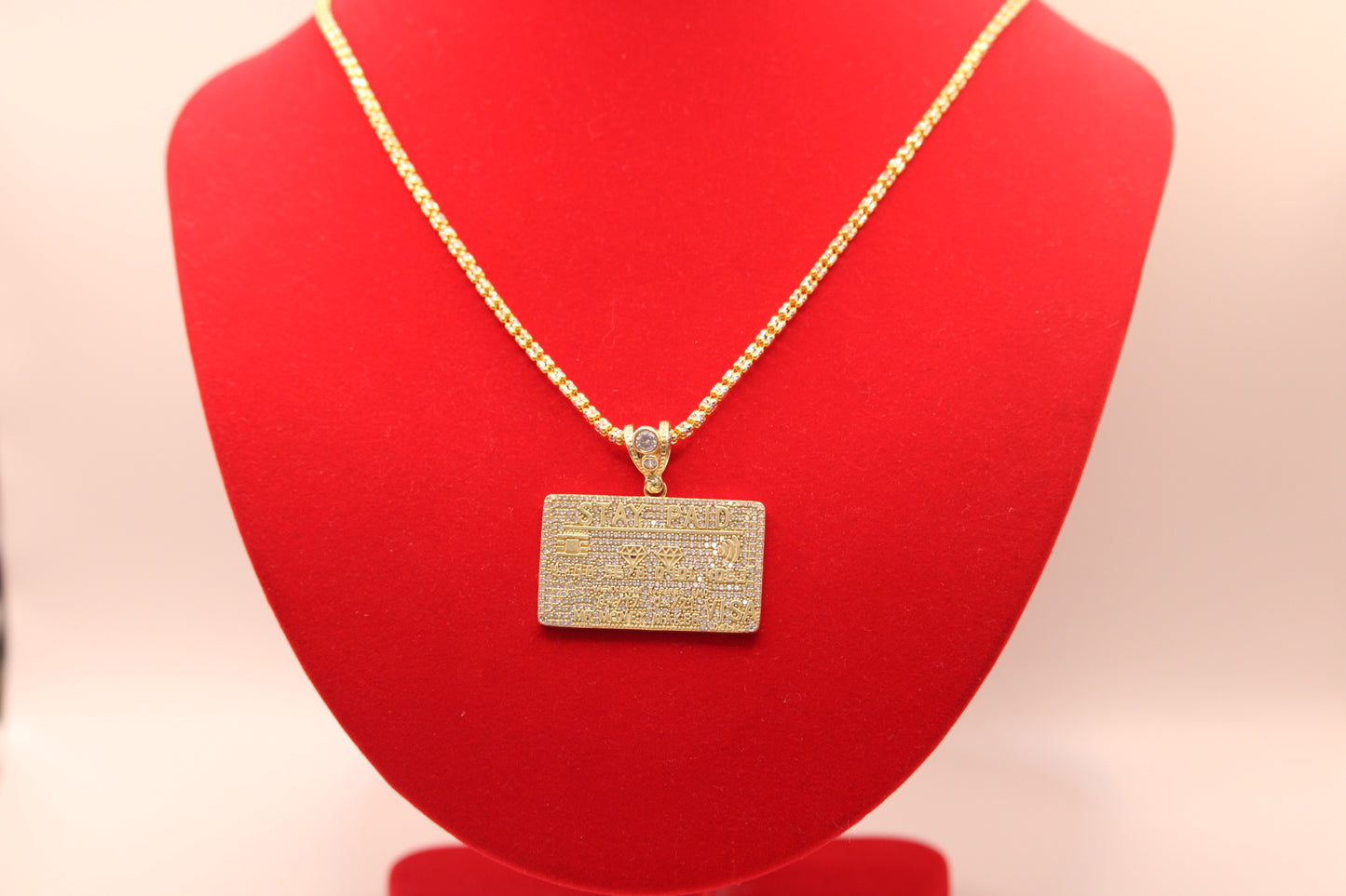 Moon ice chain card pendant 14k real gold