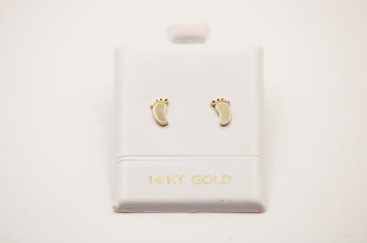 Small baby foot Earring 14k