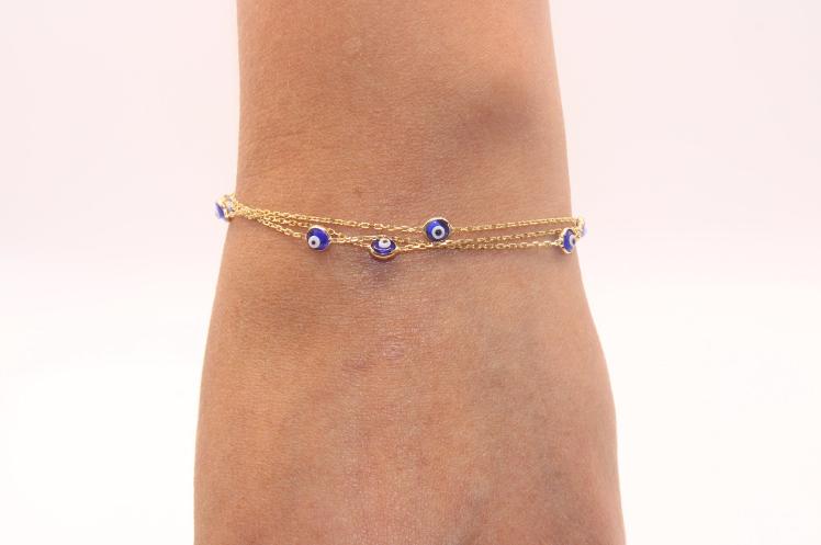 Blue Evil Eyes Bracelet 14k