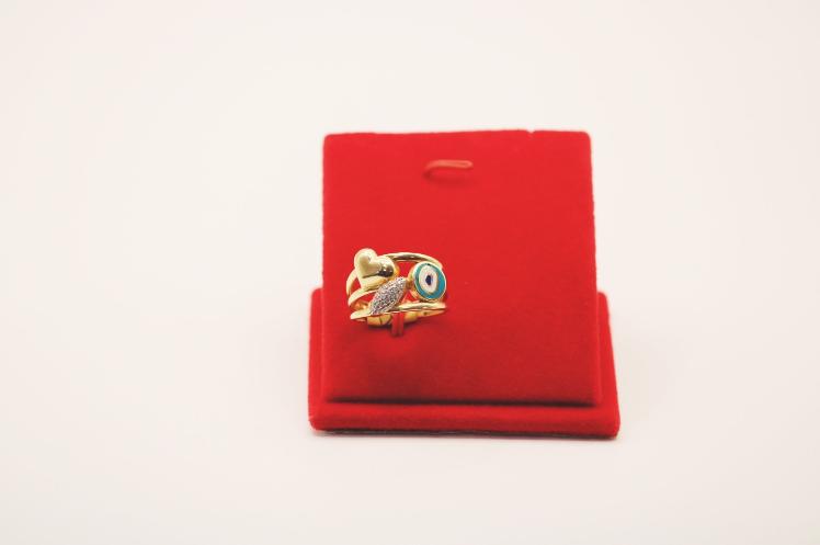 heart evil eyes ring 14k
