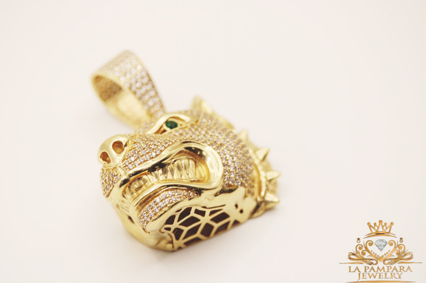 Big dog face pendant 14k