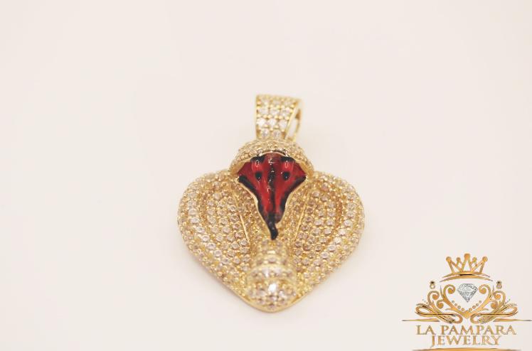 Red snake pendant 14k