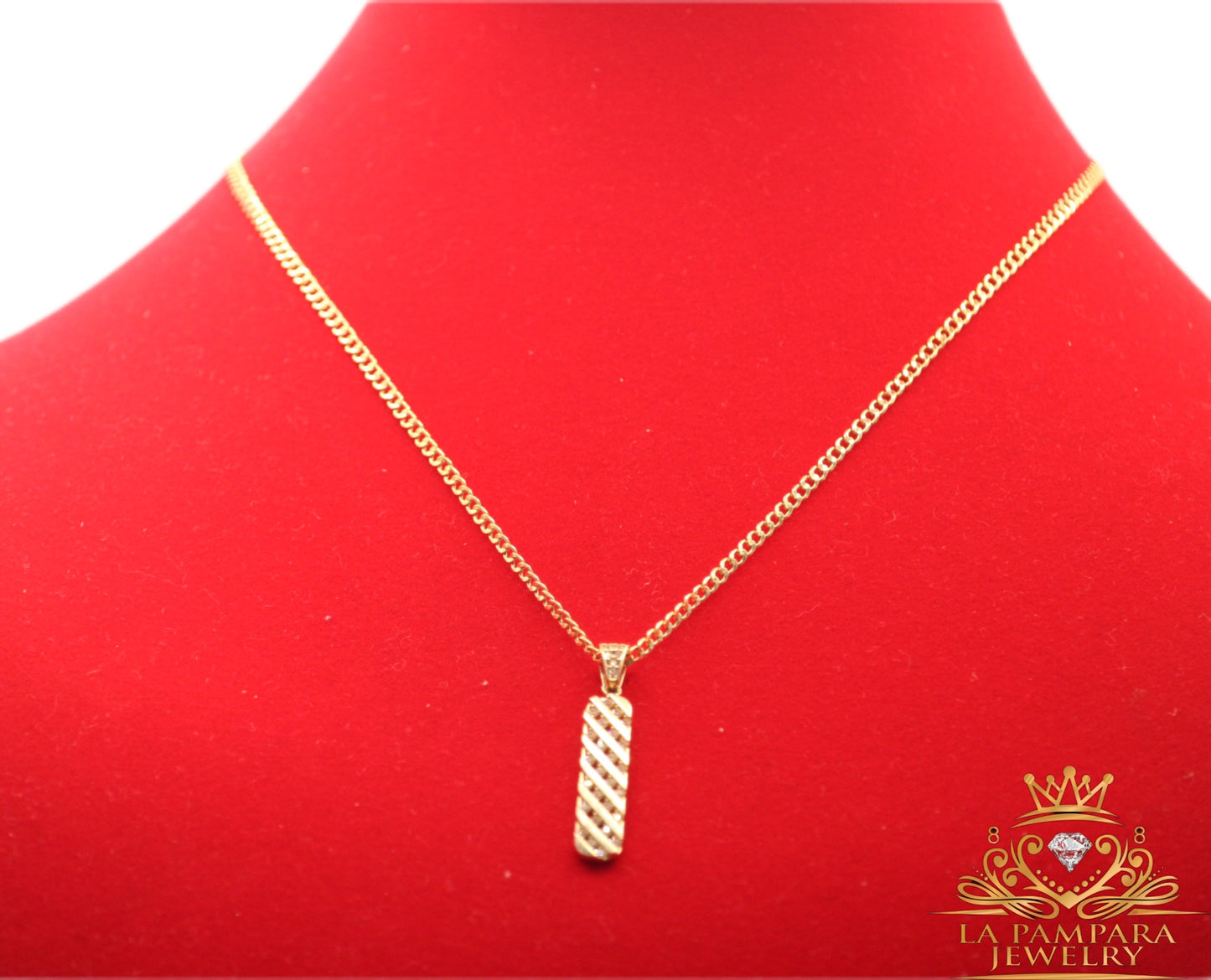 Cuban link chain pendant 14k real gold