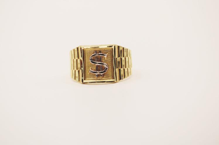 Money sign men ring 14k