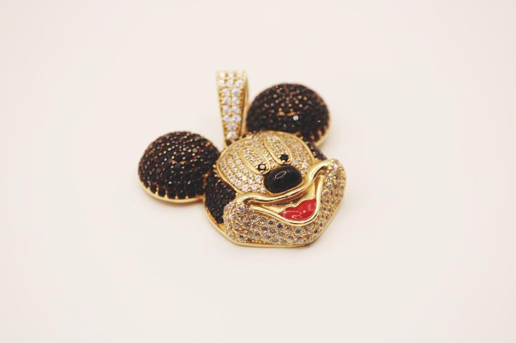 Mouse face pendant 14k