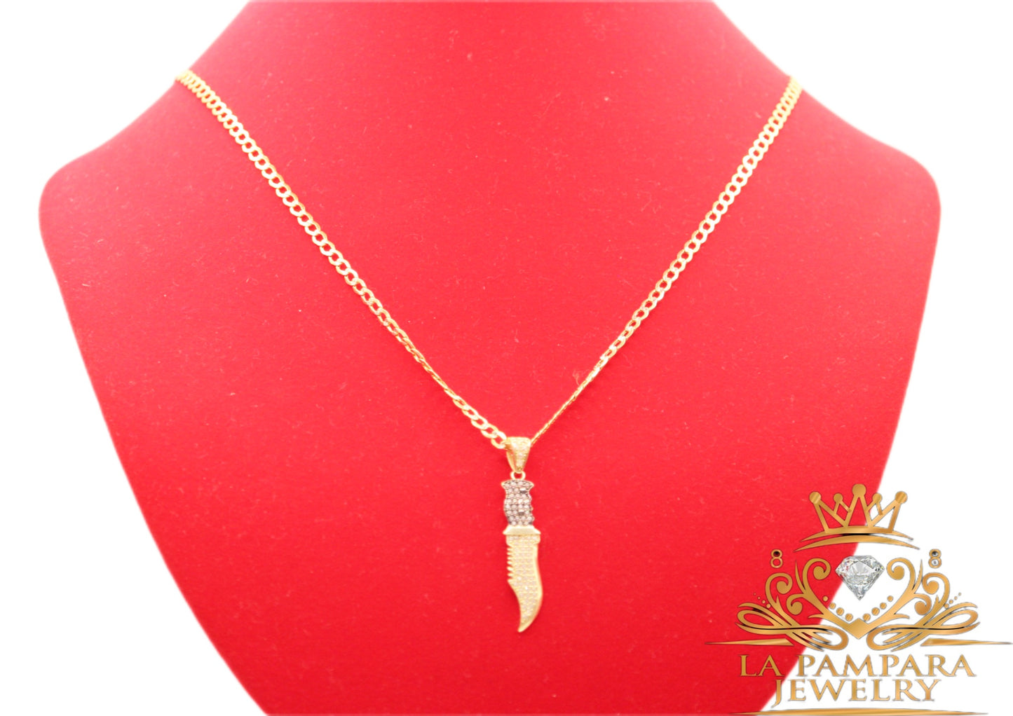 Cuban chain knife pendant 14k Real gold