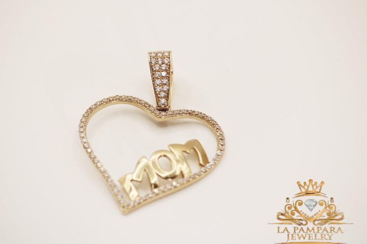 Mom Heart Pendant 14k