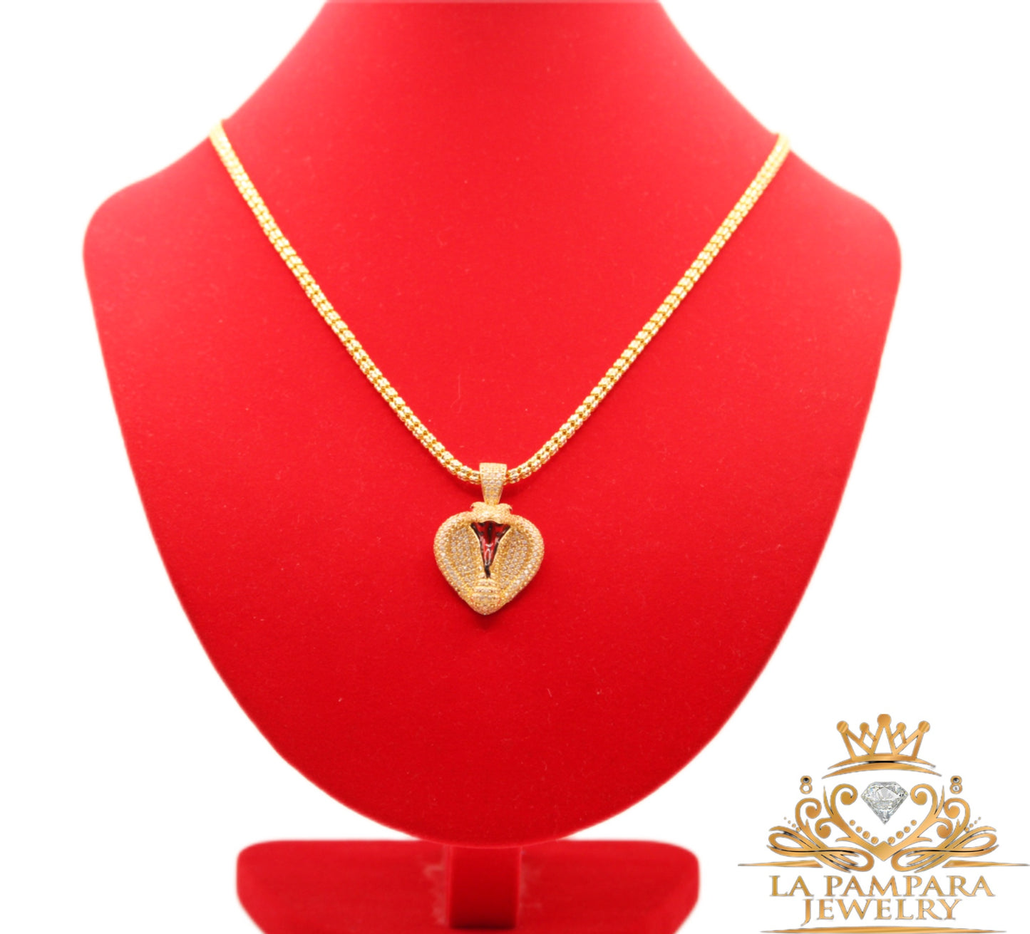 Moon ice chain snake pendant red 14k