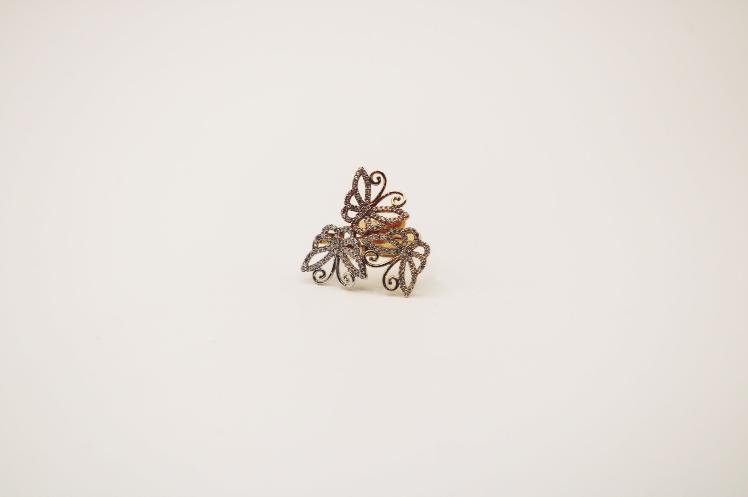three butterfly women ring 14k