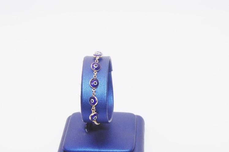 Evil Eyes Blue Bracelet Adjustable 14k