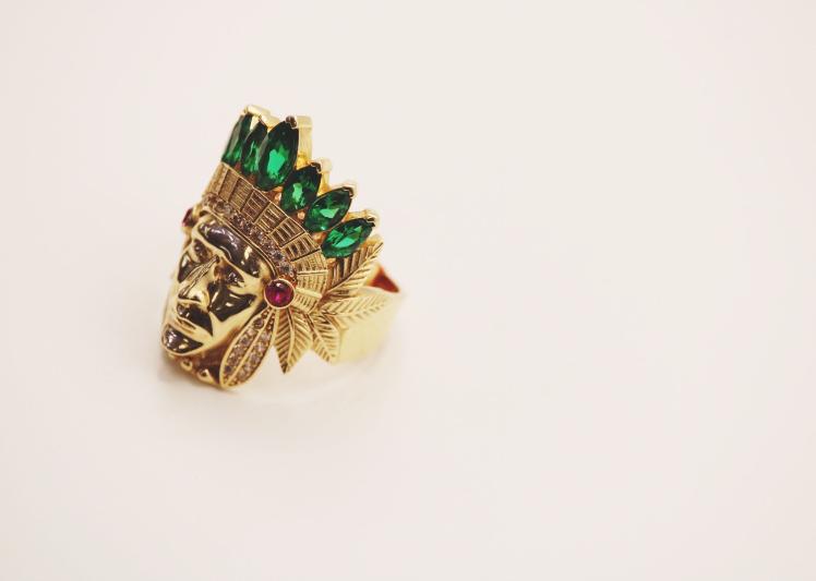 Indio color face Ring 14k