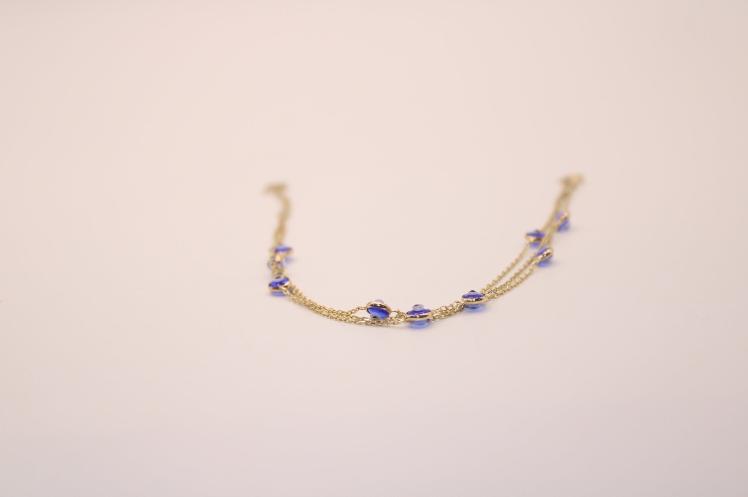 Blue Evil Eyes Bracelet 14k