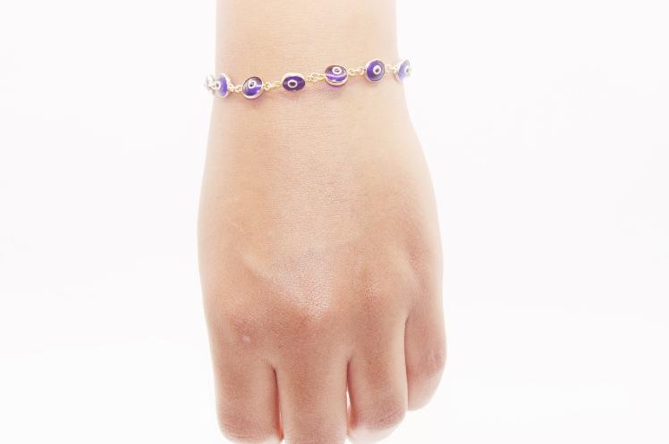 Evil Eyes Blue Bracelet Adjustable 14k