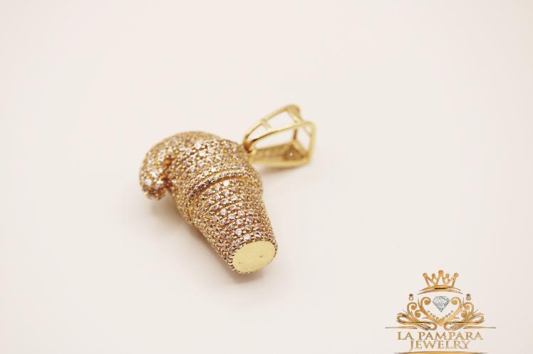 Ice cream cone pendant 14k