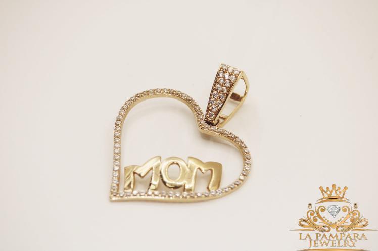 Mom Heart Pendant 14k