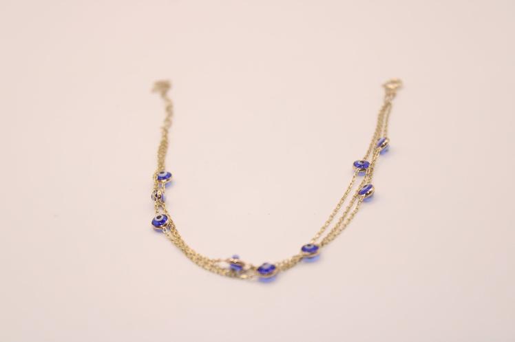Blue Evil Eyes Bracelet 14k
