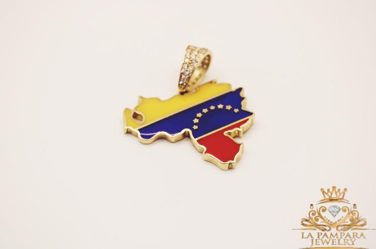 Venezuela flag pendant 14k