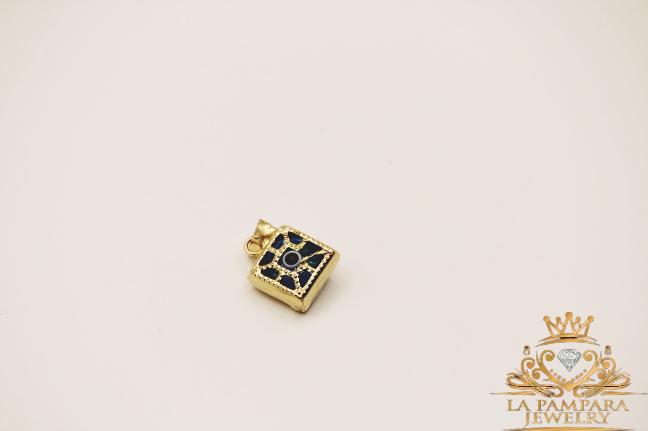 Square evil eyes small pendant 14k