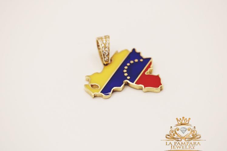 Venezuela flag pendant 14k