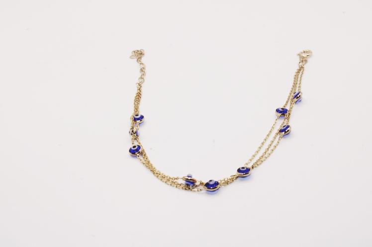 Blue Evil Eyes Bracelet 14k