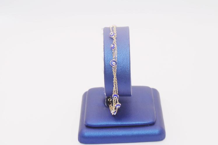 Blue Evil Eyes Bracelet 14k