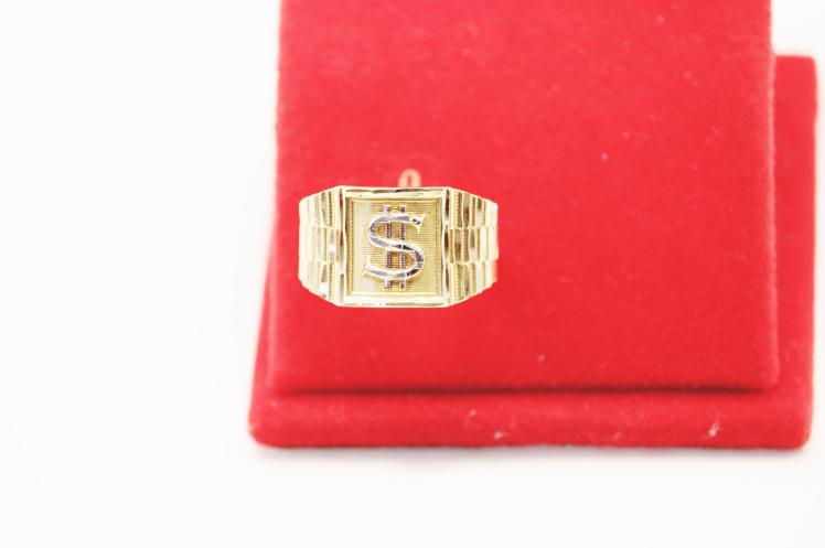 Money sign men ring 14k