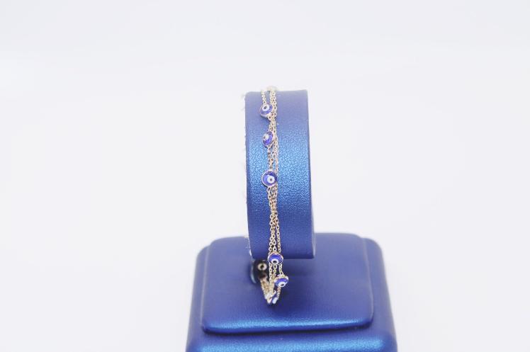 Blue Evil Eyes Bracelet 14k