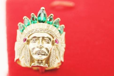 Indio color face Ring 14k