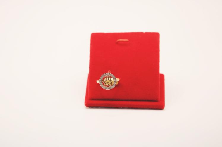 Hamsa hand Circle women ring 14k