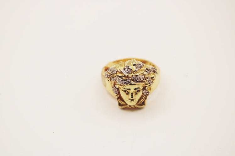 Fancy face men ring 14k