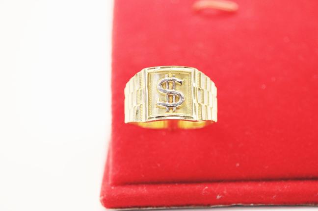 Money sign men ring 14k