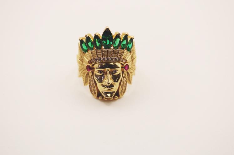Indio color face Ring 14k