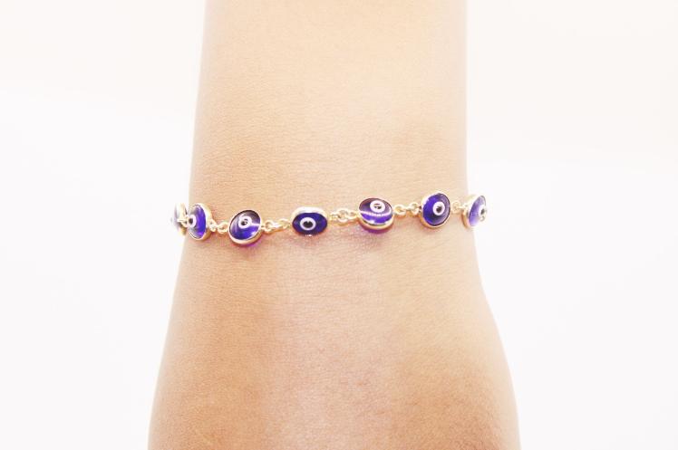 Evil Eyes Blue Bracelet Adjustable 14k