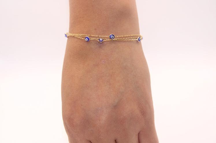 Blue Evil Eyes Bracelet 14k