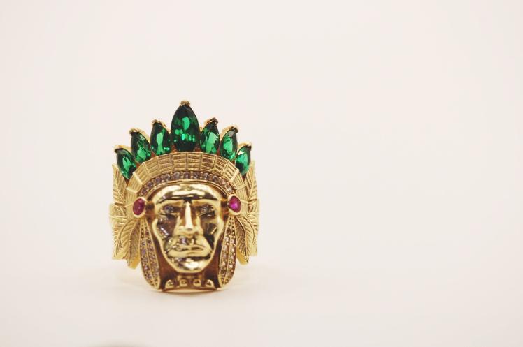 Indio color face Ring 14k
