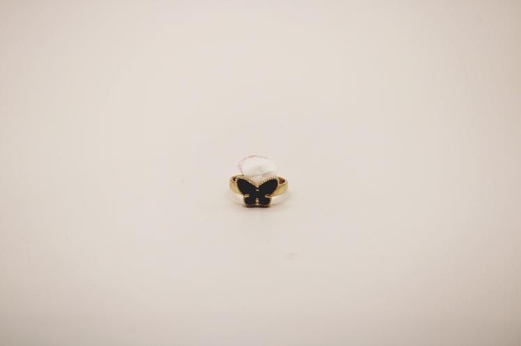 Black butterfly ring 14k