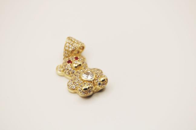 White bear pendant 14k gold