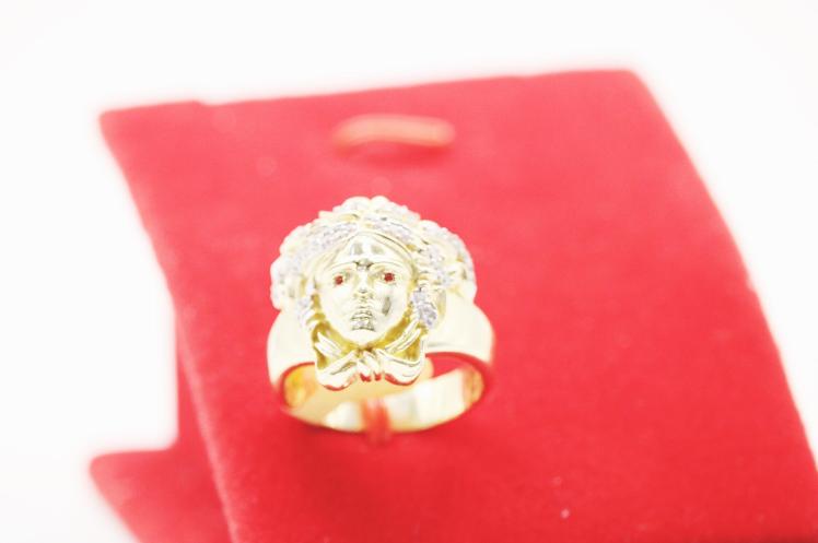 Fancy face men ring 14k