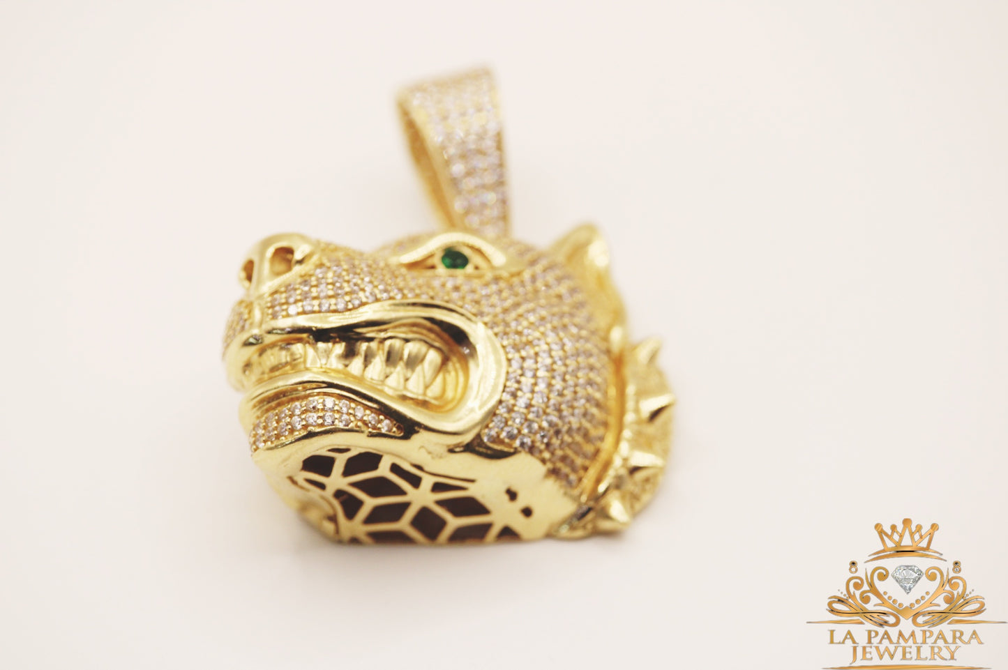 Big dog face pendant 14k