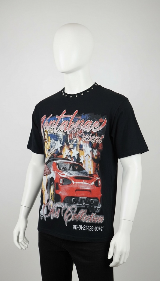 T-Shirt Roja “DARKCITY” con Arte Gráfico Urbano – Edición Vibrante