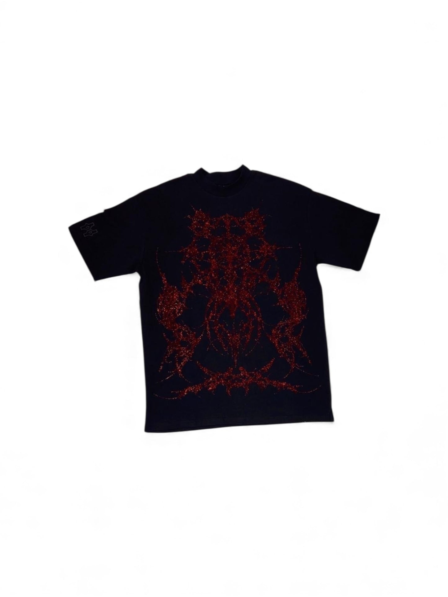 T-Shirt Negra Premium con Diseño Rojo en Cristales