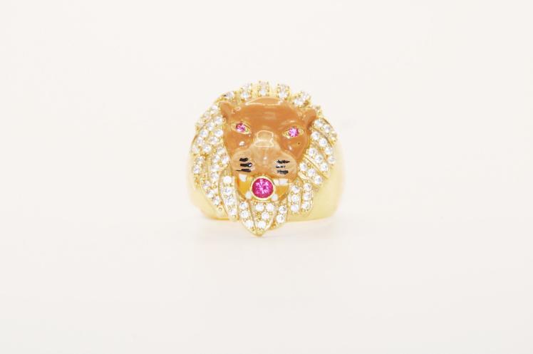 Lion Face Ring 14k