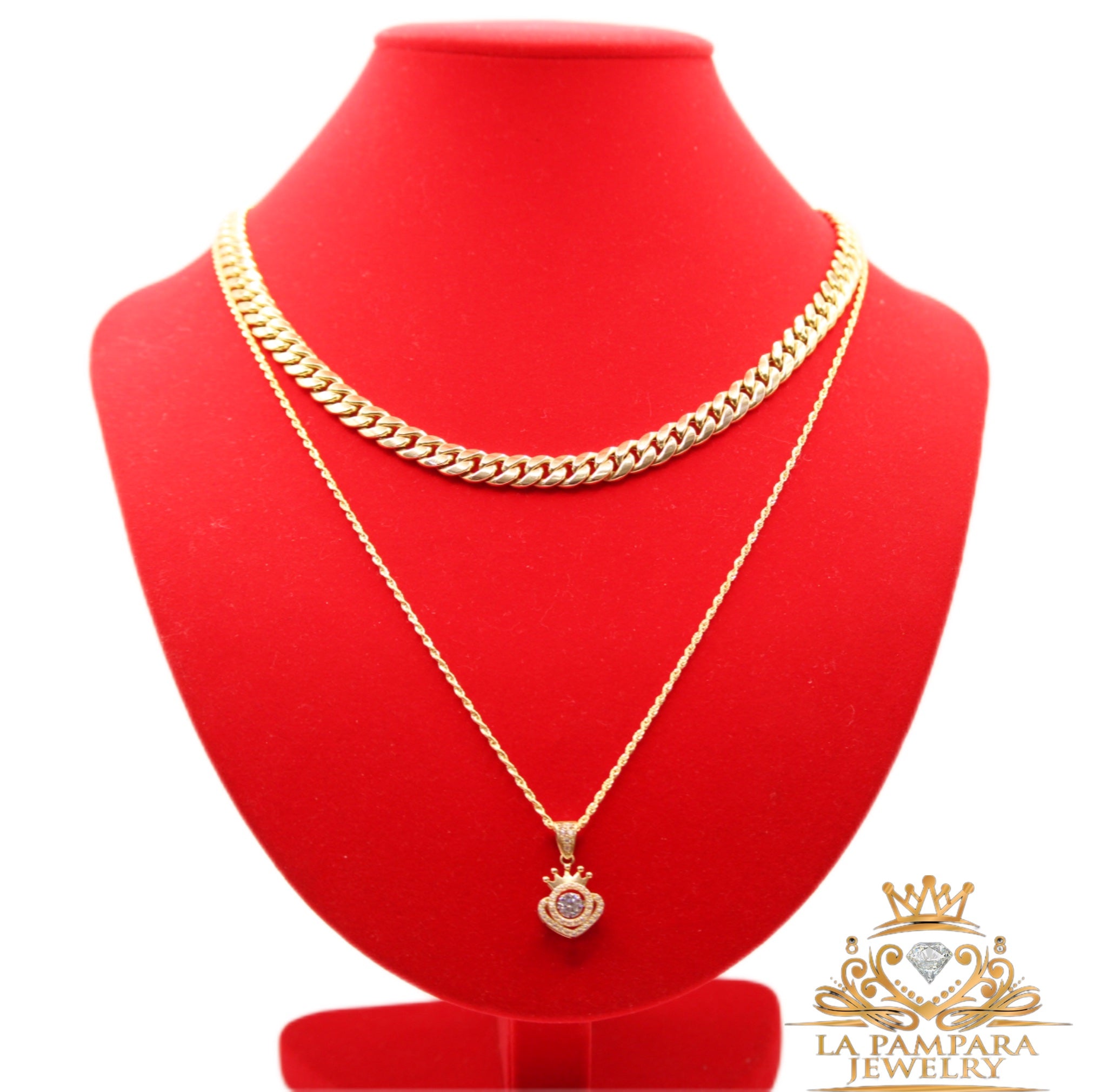 Italo choker rope chain and pendant Set 14k Real Gold