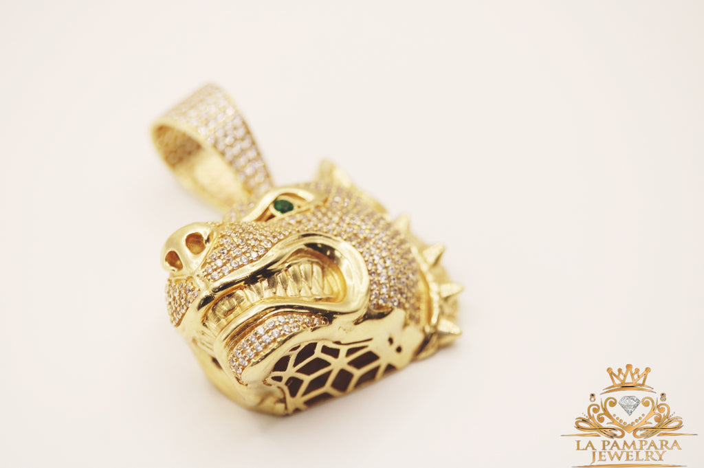 Big dog face pendant 14k