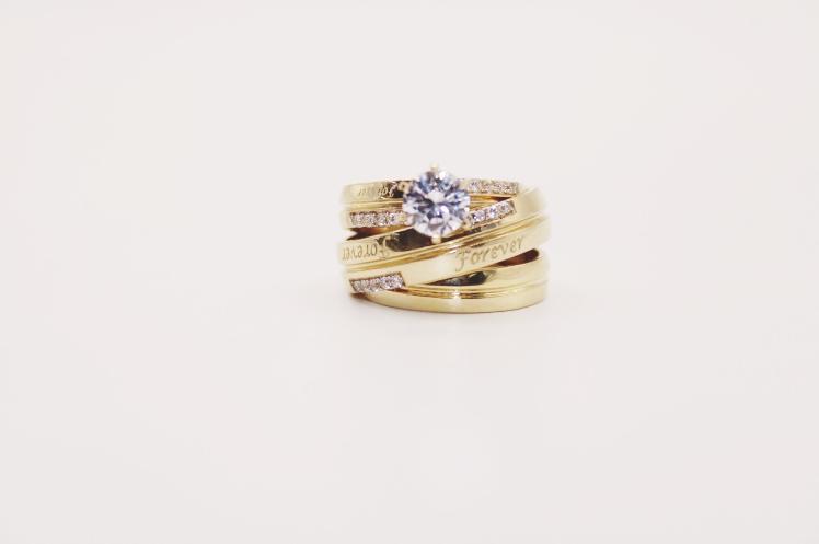 Wedding Ring Trio 14k forever engraved