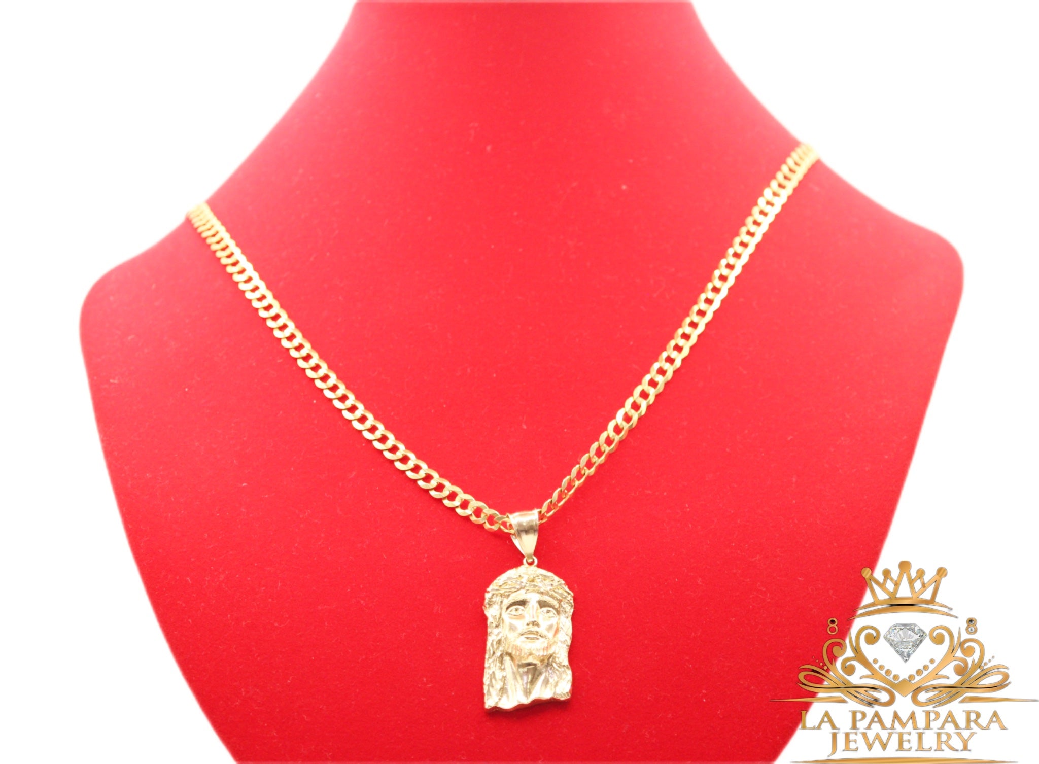 Cuban chain Jesus face medium 14k