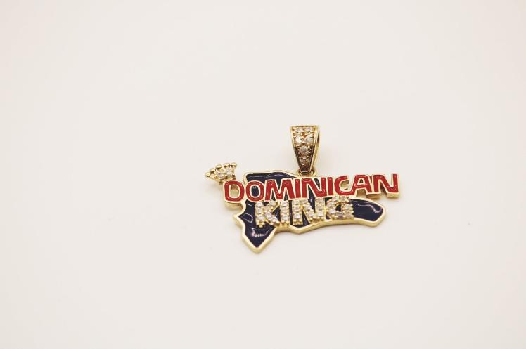 Dominican flag map pendant 14k small