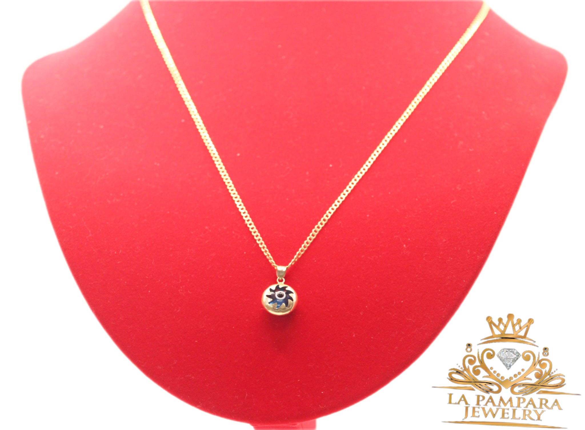 Evil eyes cuban chain small 14k gold