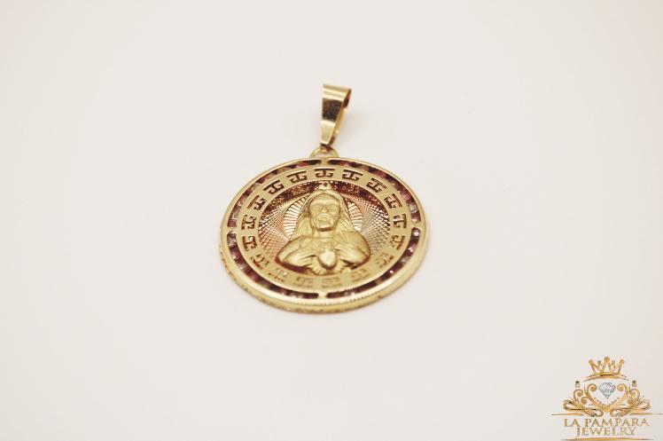 Jesus face pendant small 14k