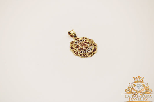 15th tricolor gold pendant small 14k